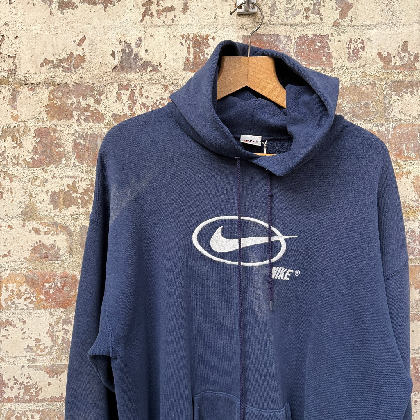 1990s Navy Nike Embroidered Hoodie Jumper
