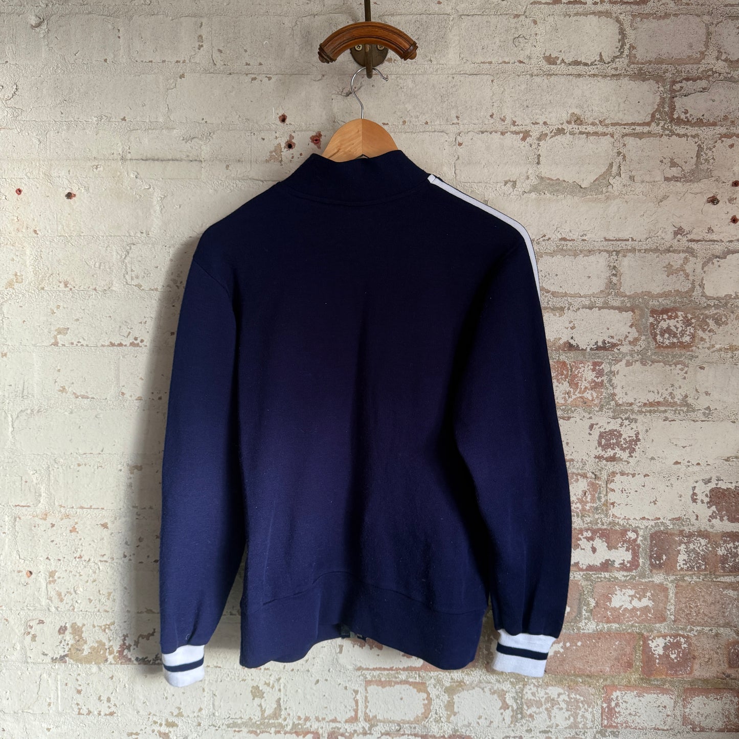 1980s Navy Zip Up Track Top Jumper