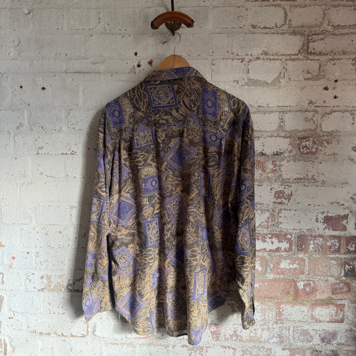 1980s Purple Paisley Printed Button Shirt