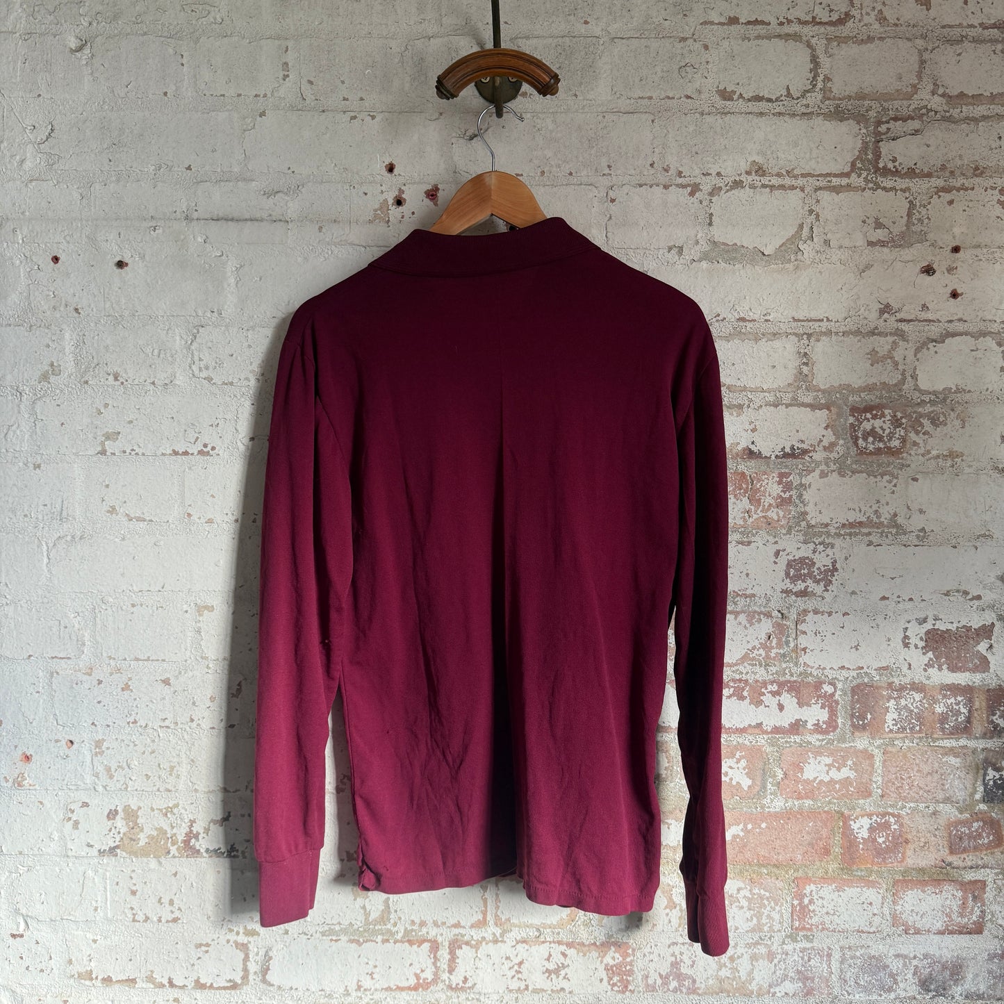1980s Burgundy Maroon British Polo Shirt Top