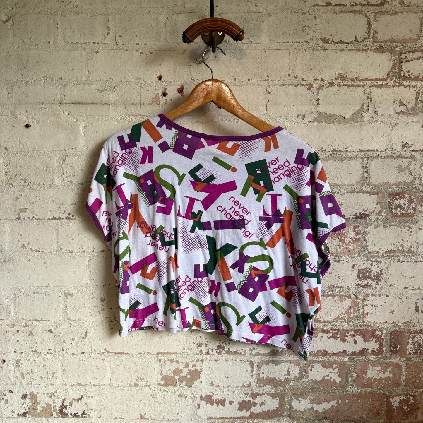 1980s Multicoloured all Over Print Graphic Vest T-Shirt