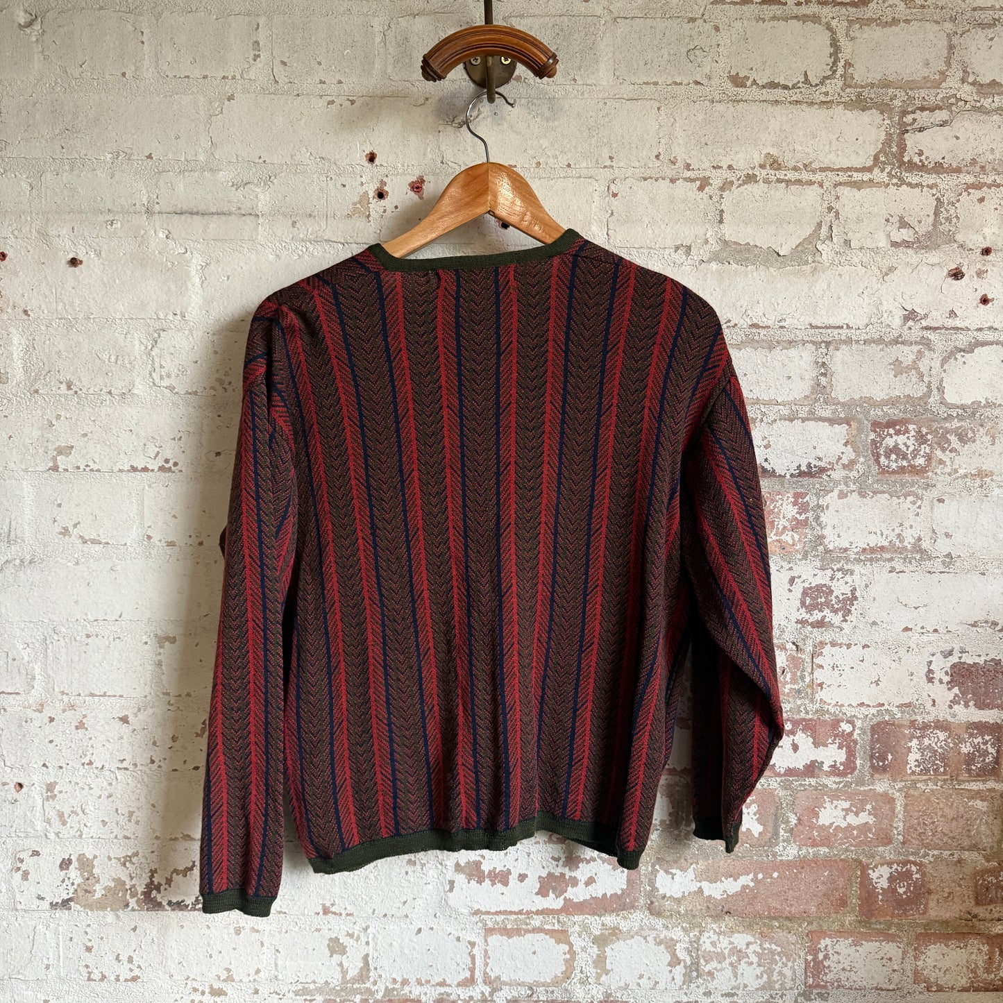 1960s Patterned British Wool Knitted Cardigan Jumper