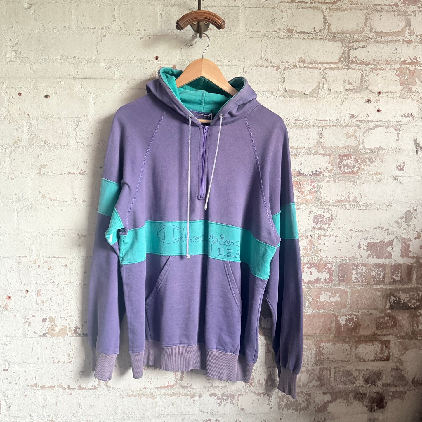 1980s Purple Champion Zip Hoodie Jumper