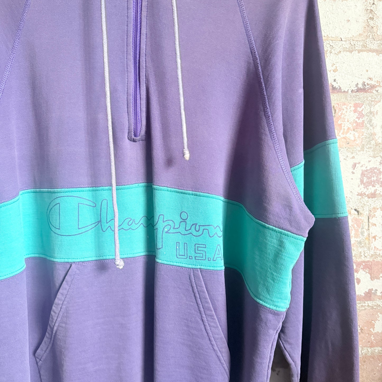 1980s Purple Champion Zip Hoodie Jumper