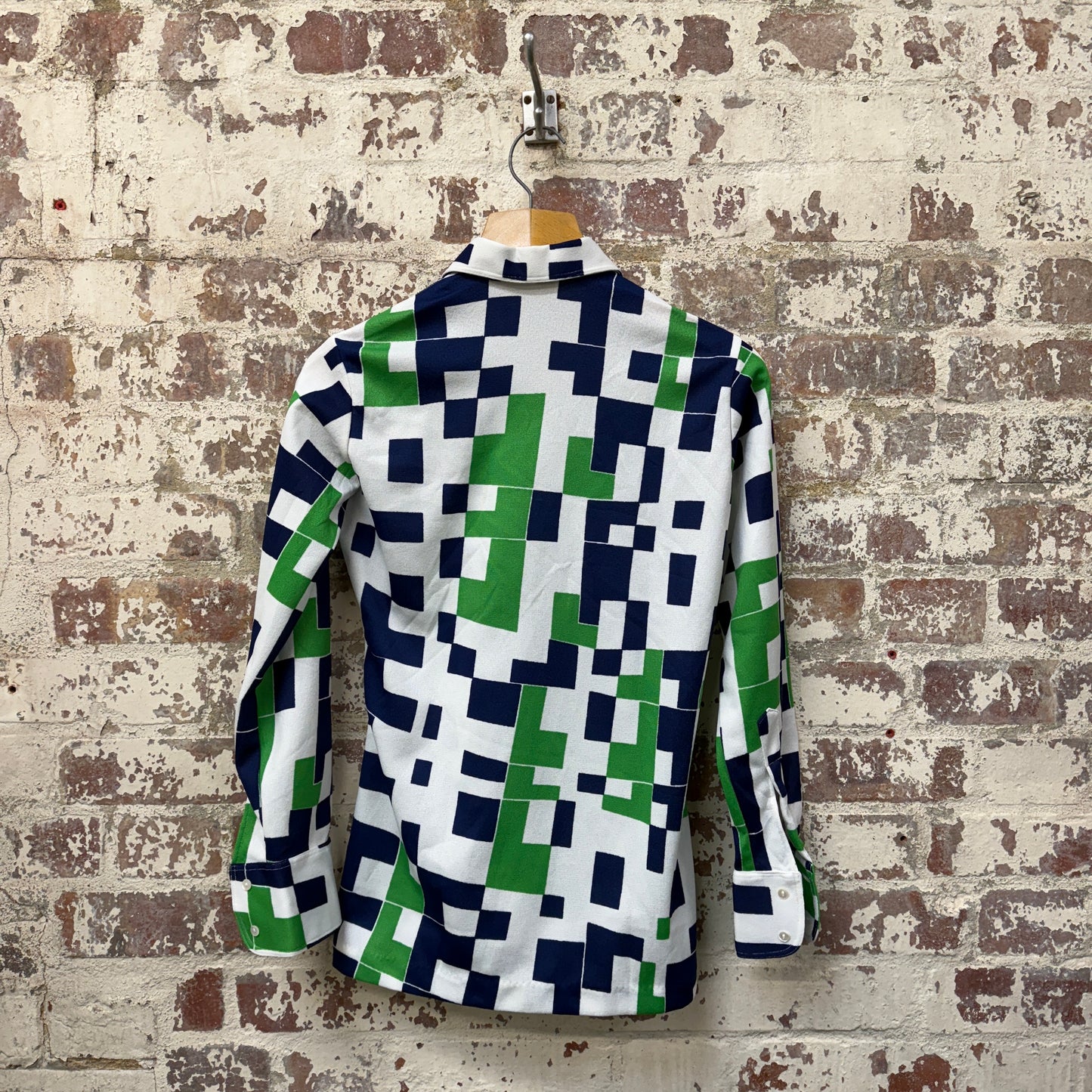 1970s Italian Patterned Dagger Collar Shirt