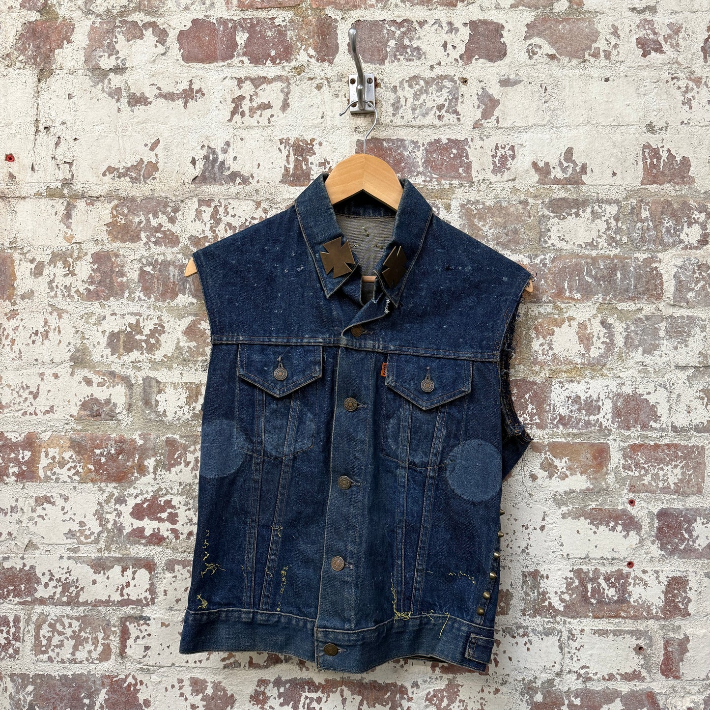 1980s Denim Levi's Modified Punk Gilet Jacket