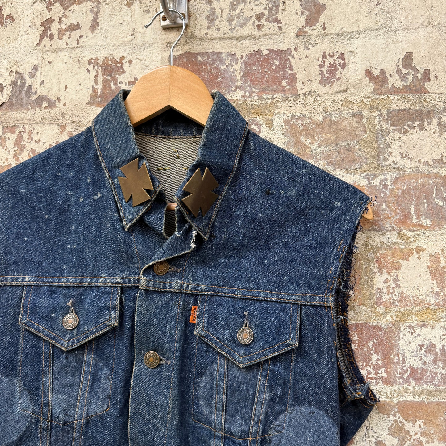 1980s Denim Levi's Modified Punk Gilet Jacket