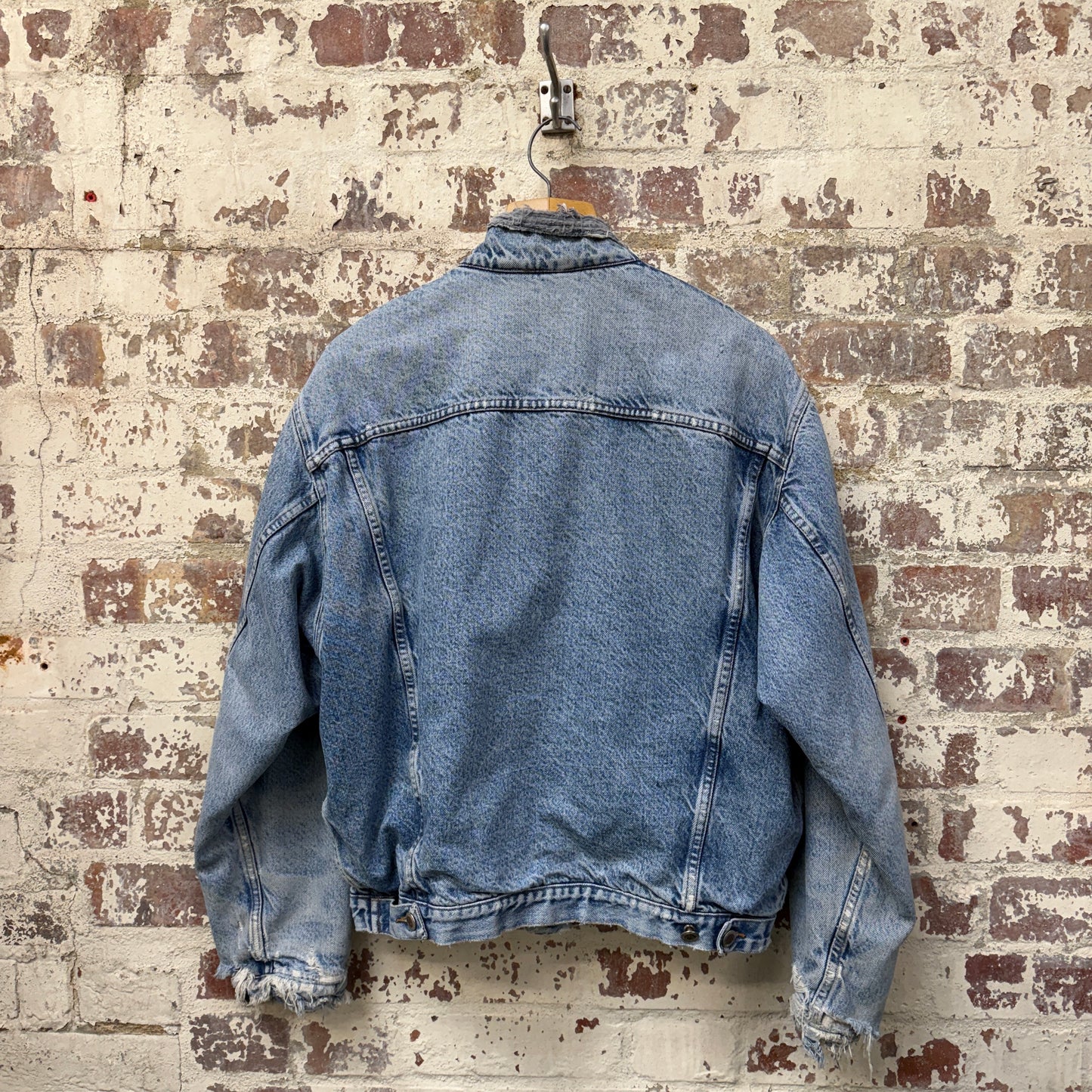 1980s Blue Distressed Denim Padded Jacket