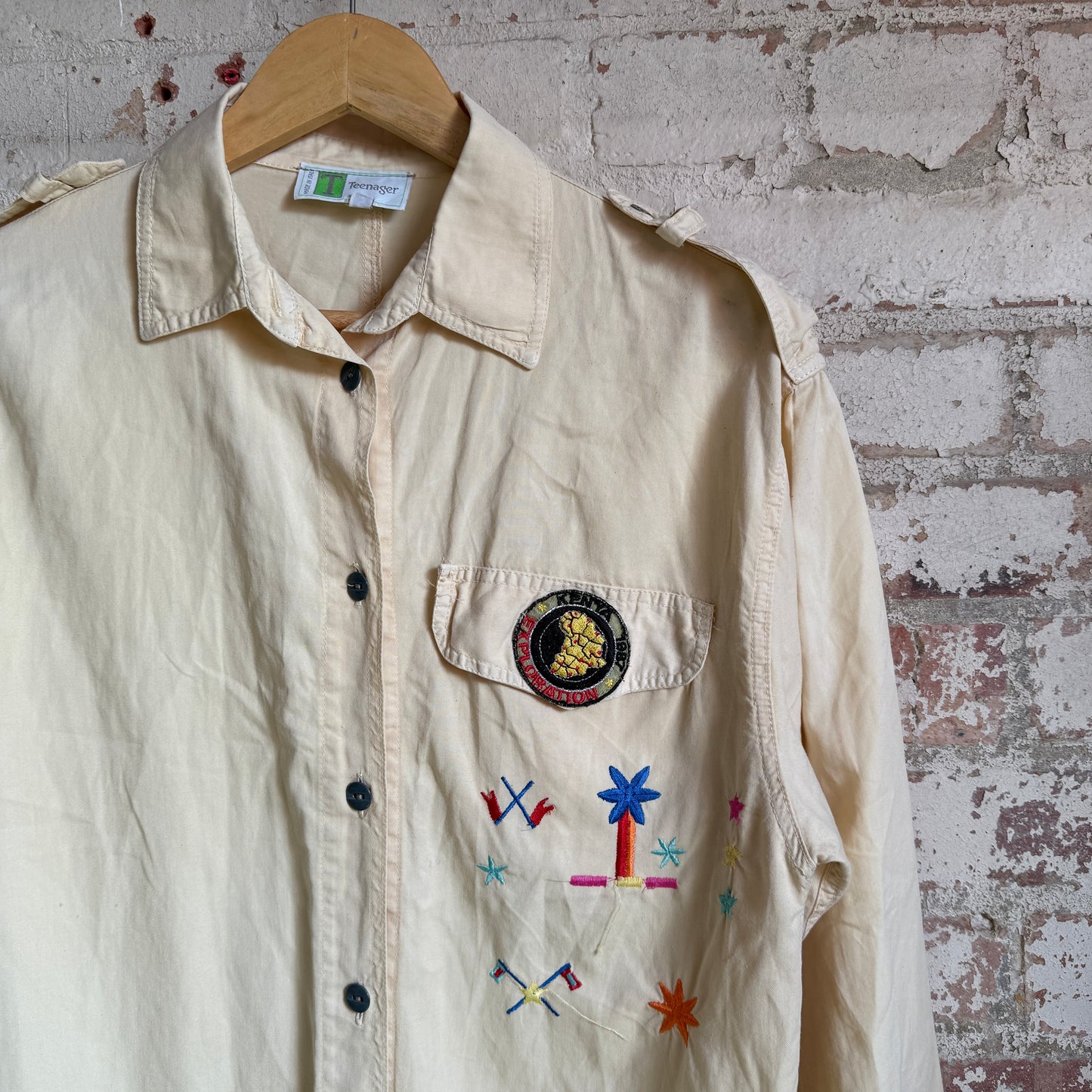 1970s Cream Embroidered Shirt Jacket