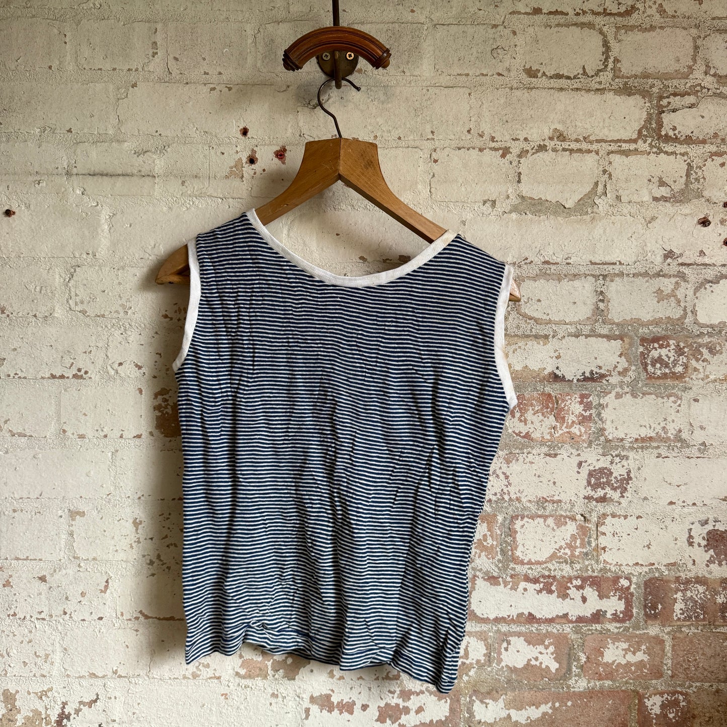 1960s Blue Striped Vest Top