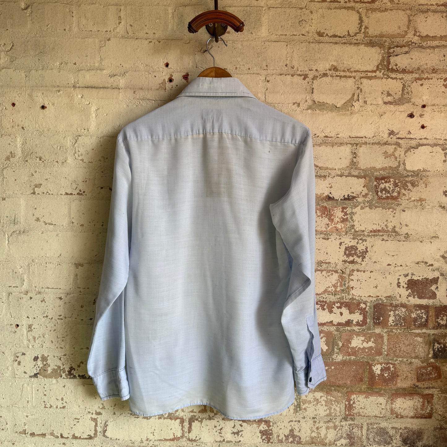 1970s Baby Blue British Speck Button Shirt