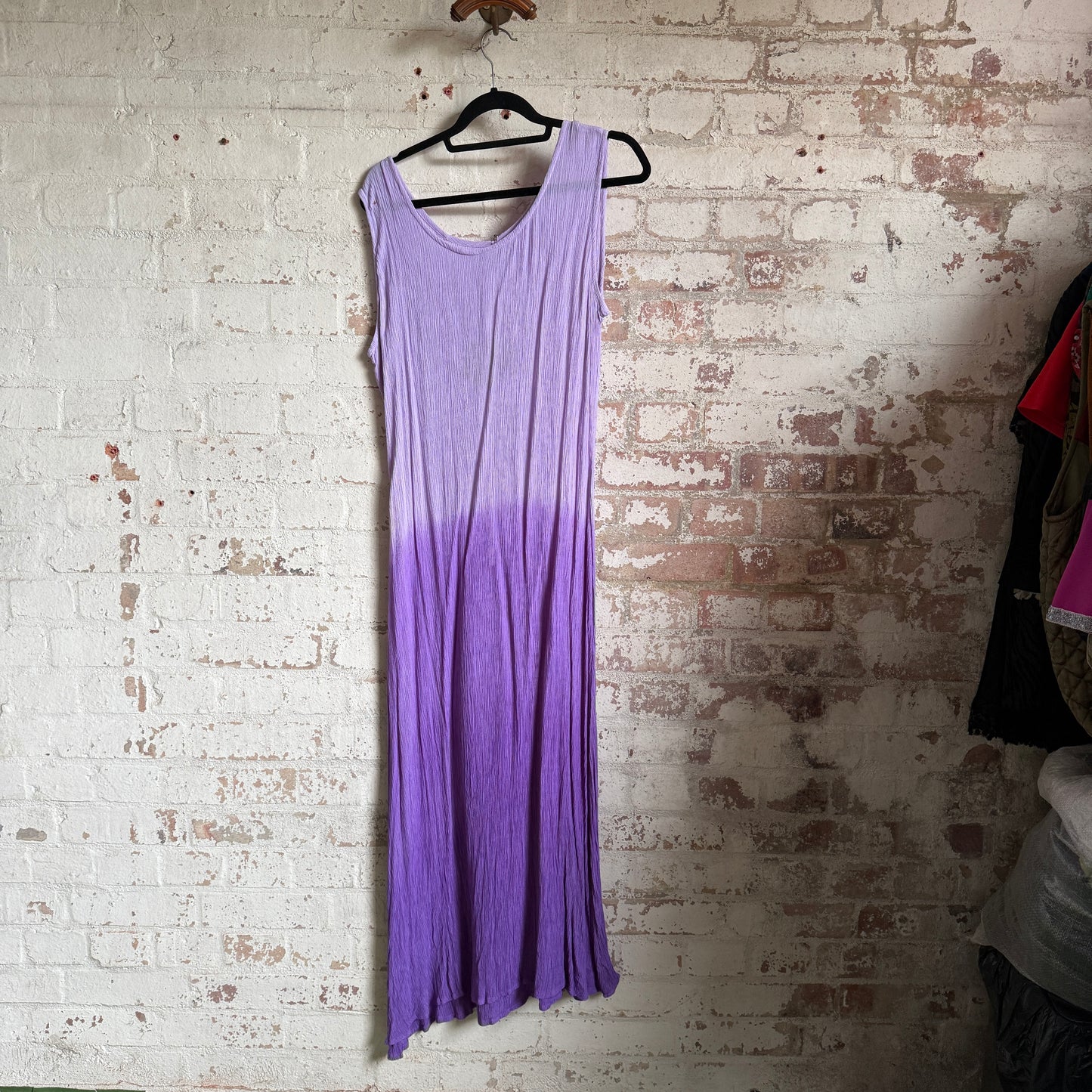 1990s Purple and Lilac Indian Cotton Maxi Dress