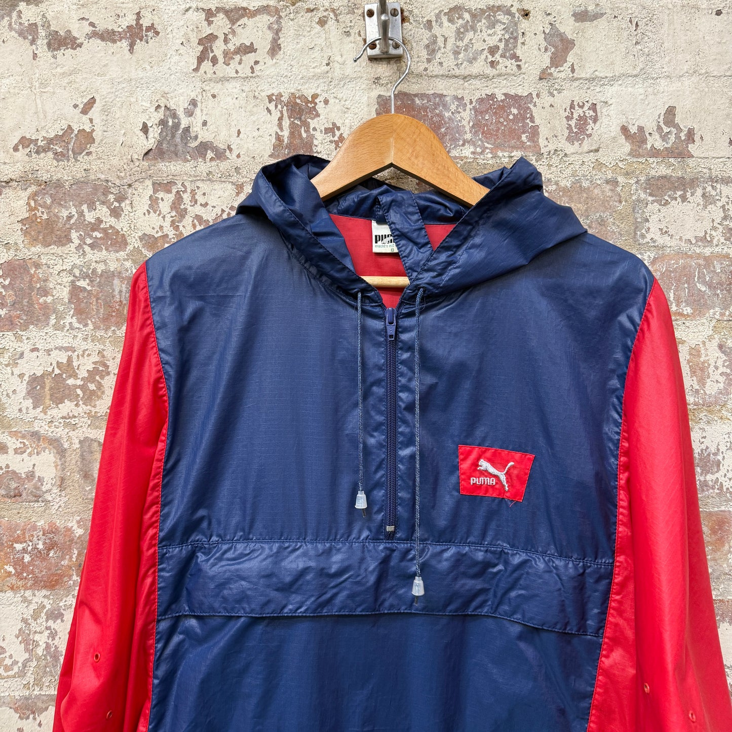 1980s Navy and Red Puma Pullover Jacket