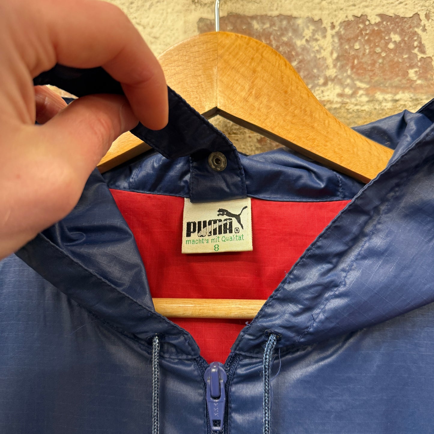 1980s Navy and Red Puma Pullover Jacket