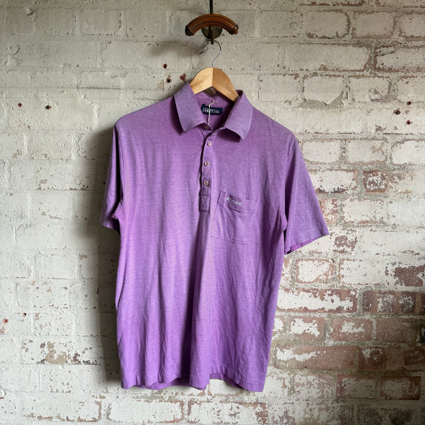 1980s Purple Faded Polo Shirt Top