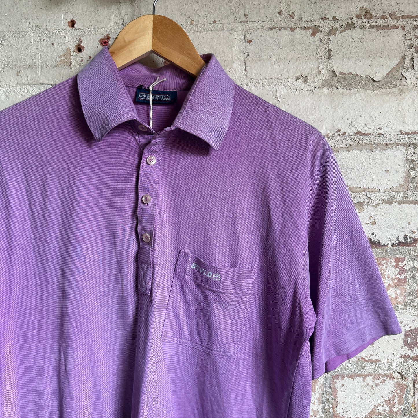 1980s Purple Faded Polo Shirt Top