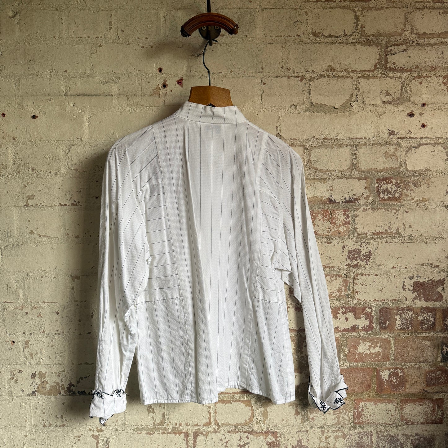 1980s White Striped Bellino Blouse Shirt