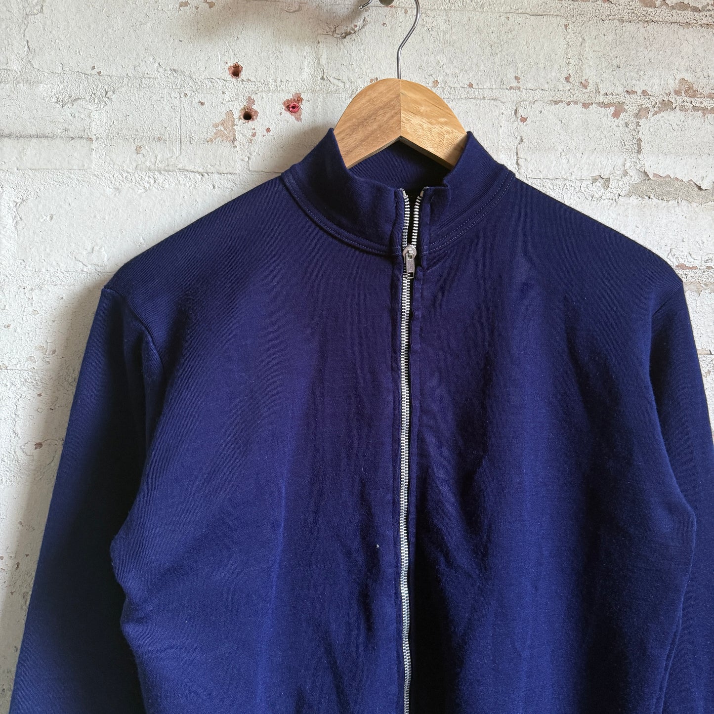 1970s Navy Zip Up Track Top
