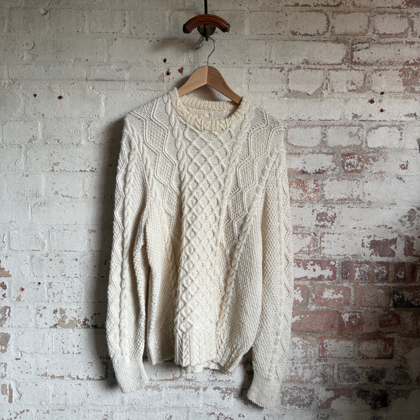 1980s Cream Arran Irish Knitted Jumper