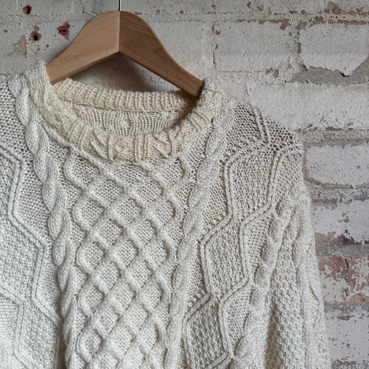 1980s Cream Arran Irish Knitted Jumper