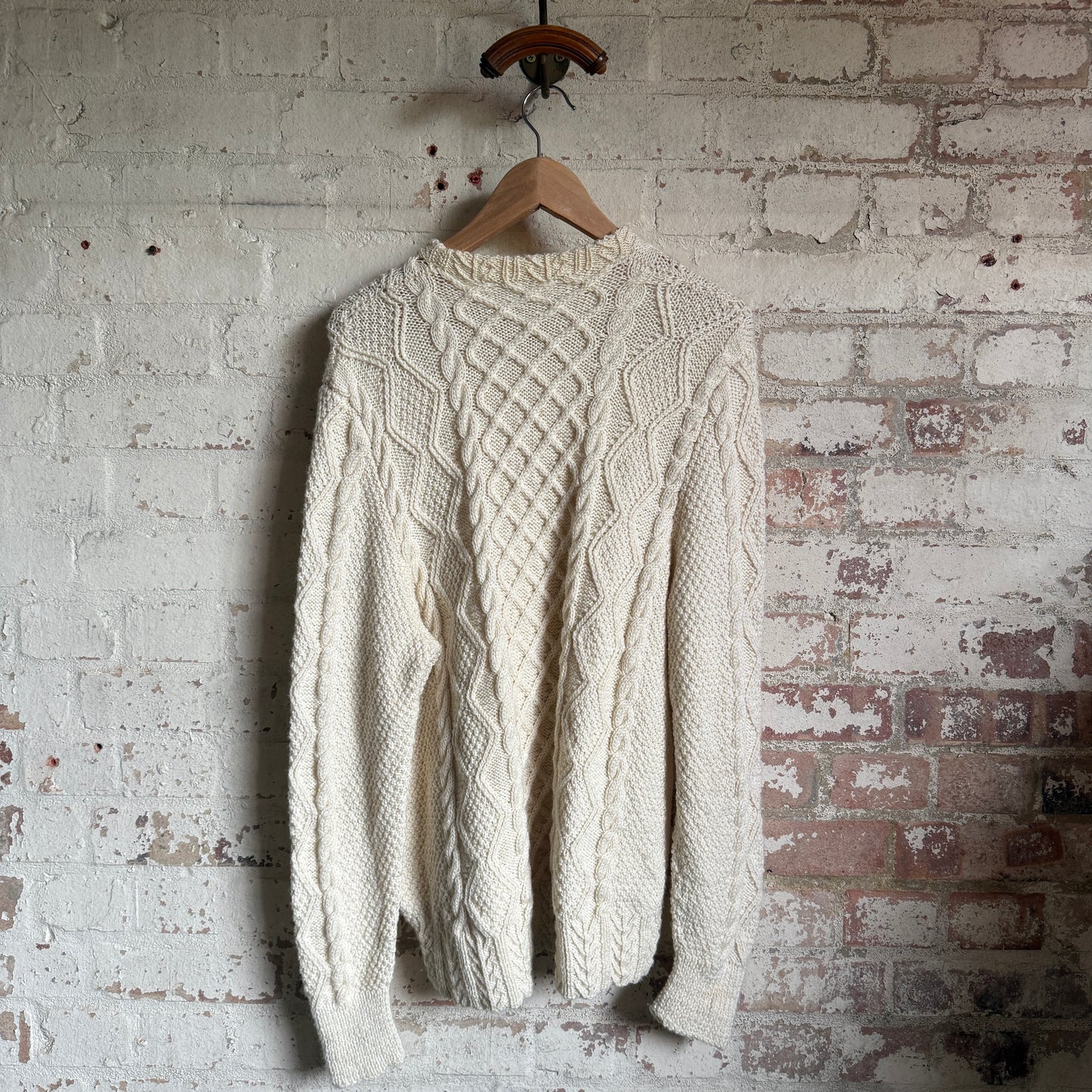 1980s Cream Arran Irish Knitted Jumper