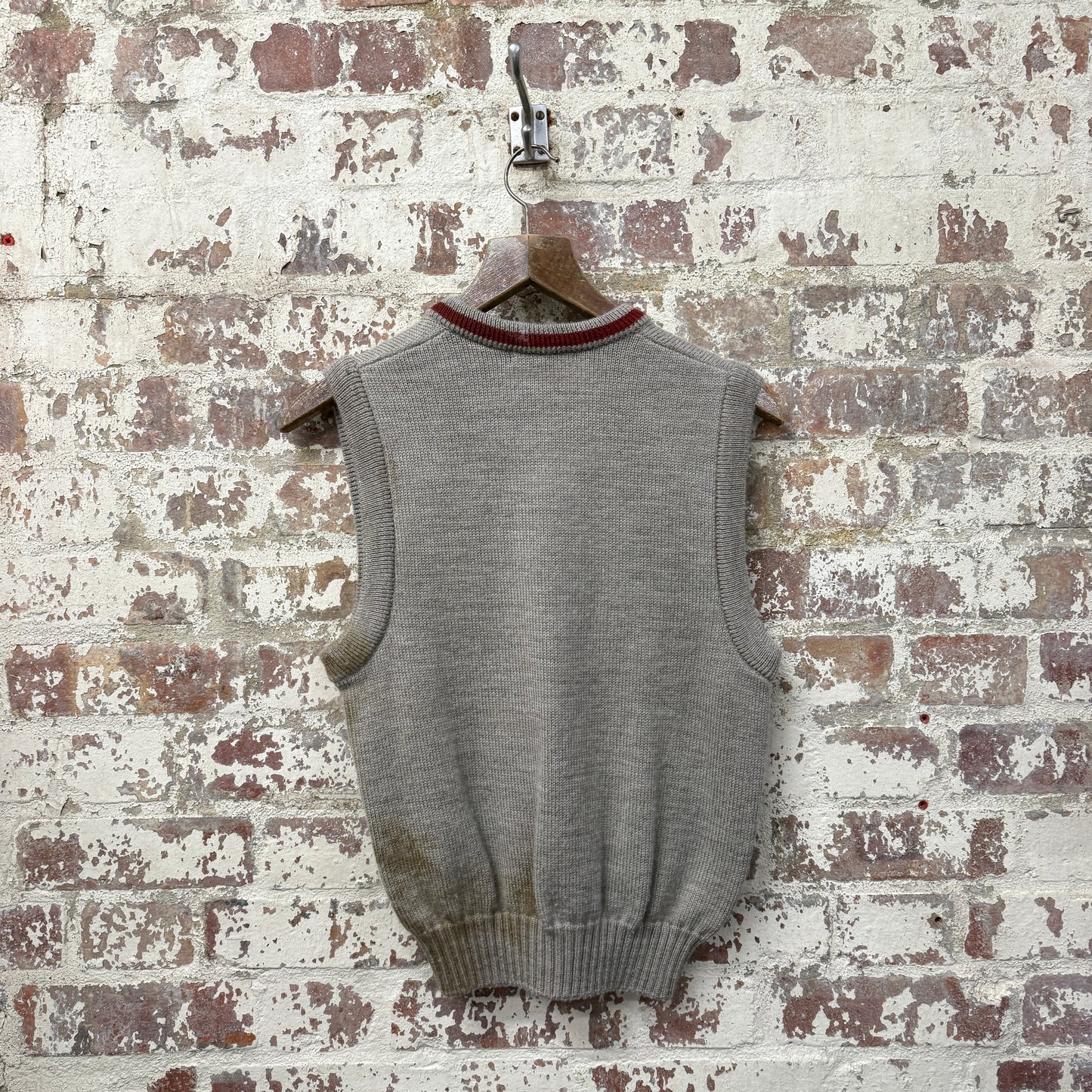 1980s Grey Harrods Knitted Tank Top Sweater Vest Jumper