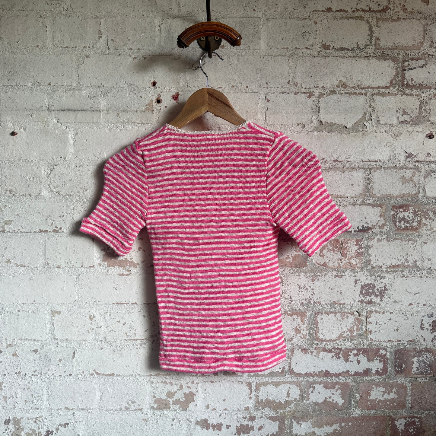 1970s Pink Knitted Striped T-Shirt