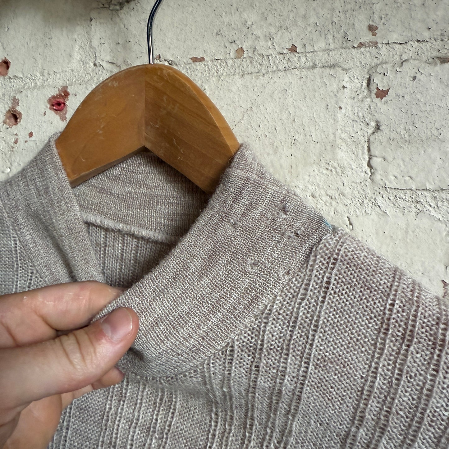 1970s Beige Knitted High Neck Jumper