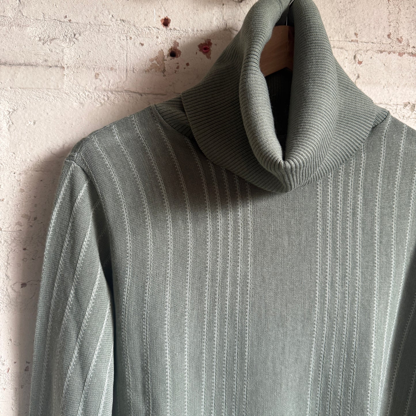 1970s Light Green Italian Knitted Roll Neck Jumper