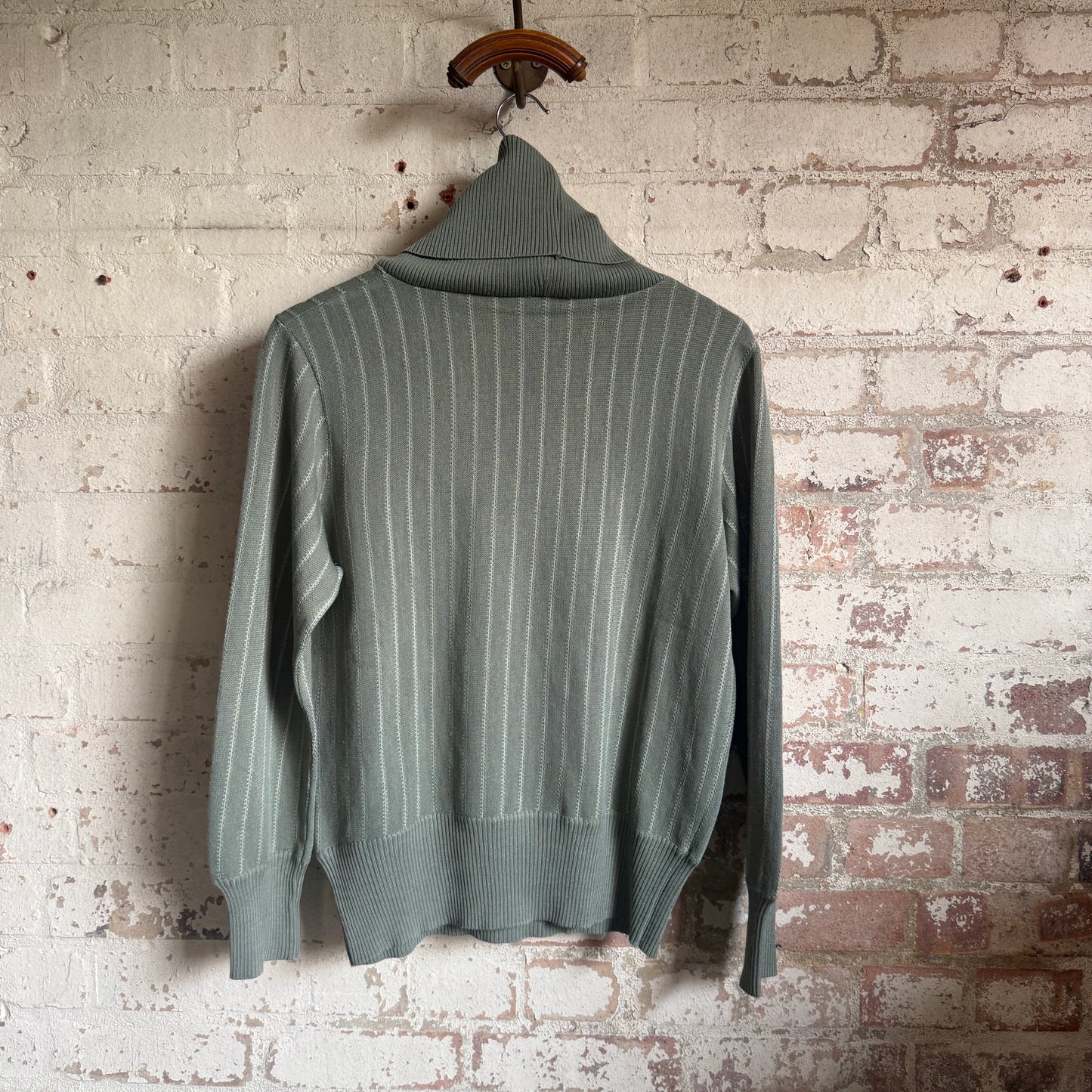 1970s Light Green Italian Knitted Roll Neck Jumper