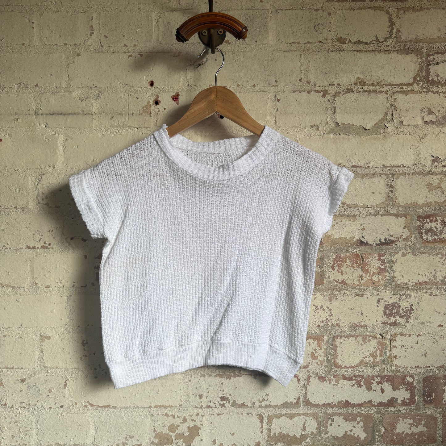 1970s White Knitted Unusual T-Shirt