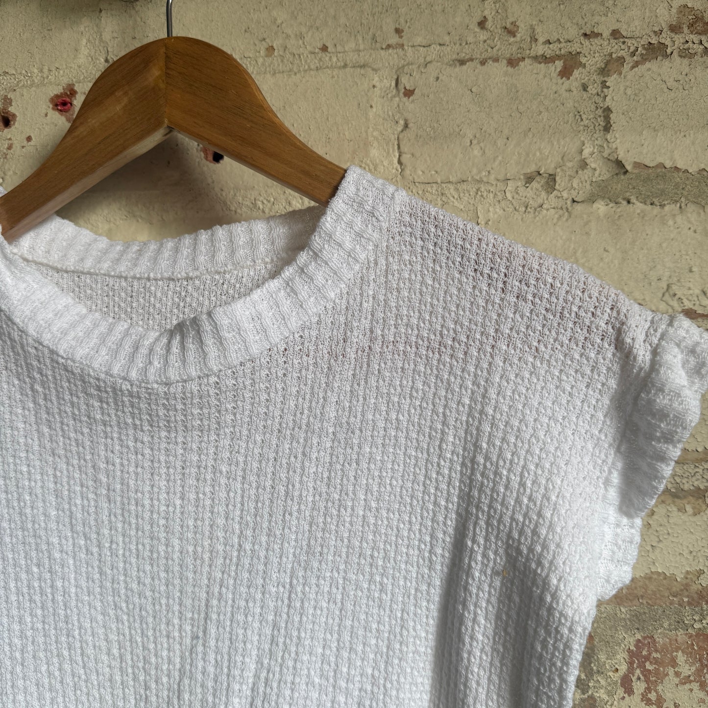 1970s White Knitted Unusual T-Shirt