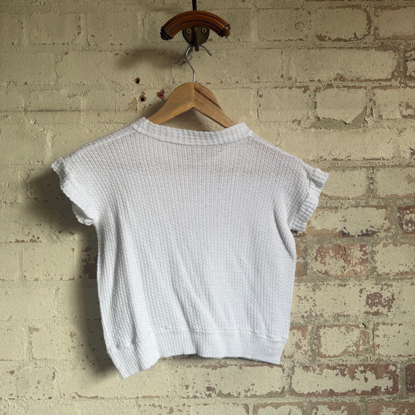 1970s White Knitted Unusual T-Shirt