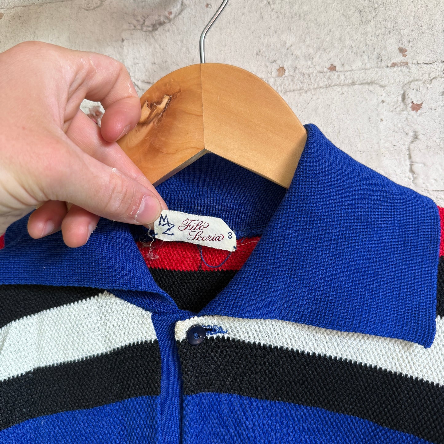 1970s Italian Knitted Striped Polo Shirt