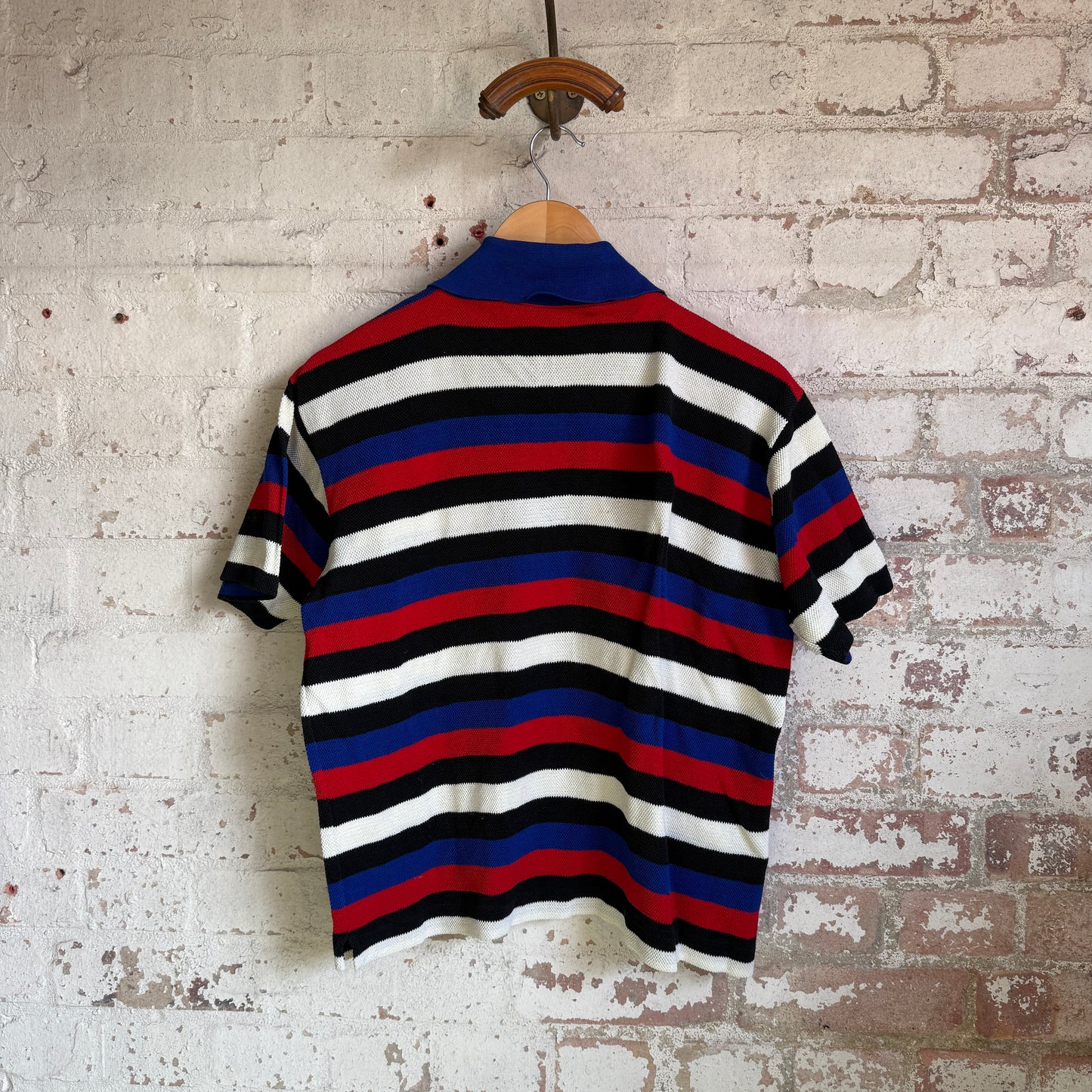 1970s Italian Knitted Striped Polo Shirt
