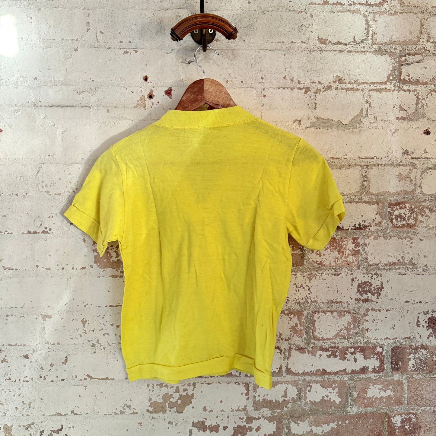 1960s Yellow Wool Knitted Blouse T-Shirt Top