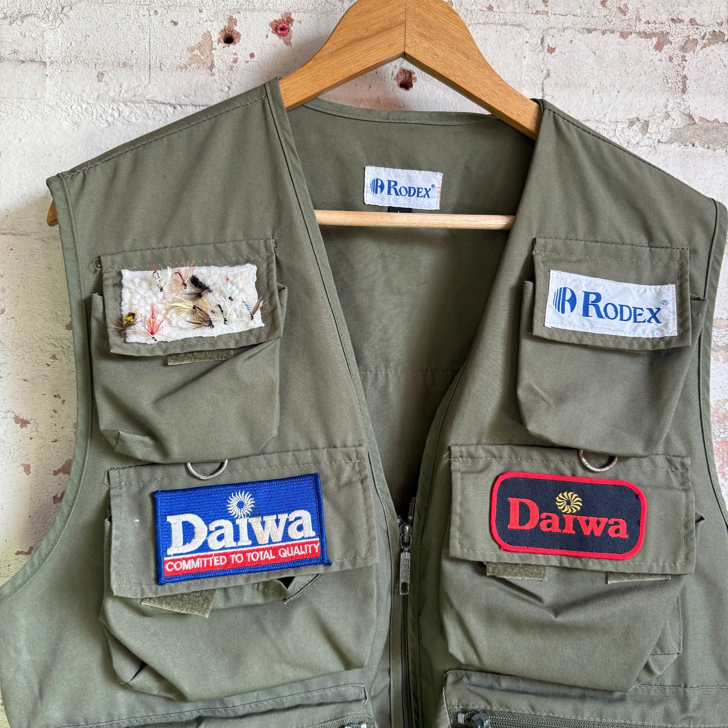 1980s Green Fishing Gilet Jacket