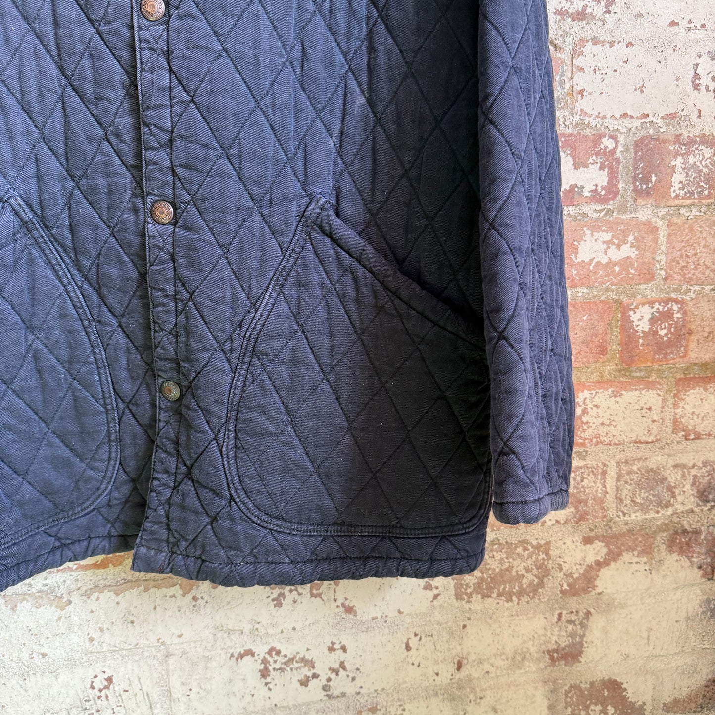 1990s Navy Marlboro Cotton Quilted Jacket Coat