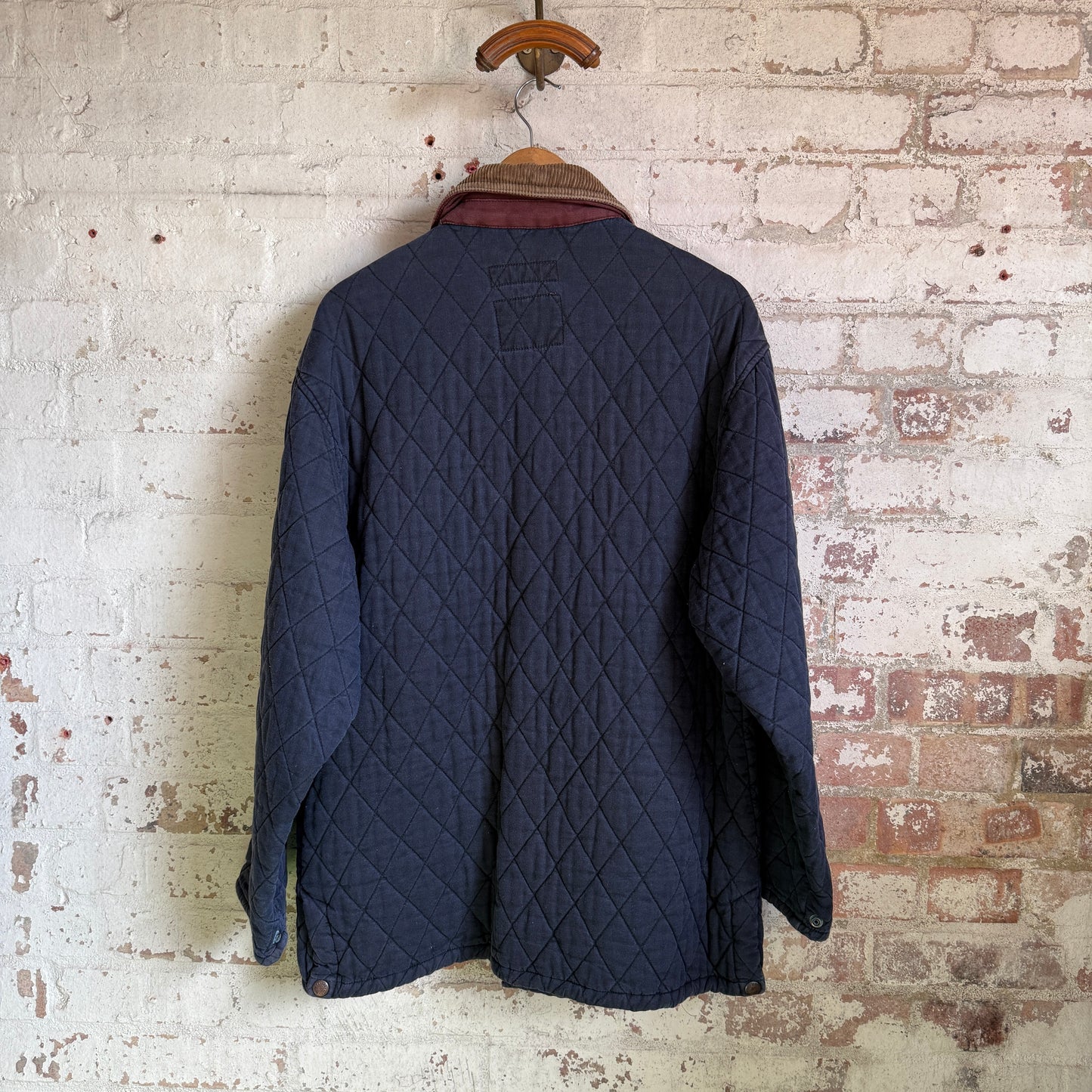 1990s Navy Marlboro Cotton Quilted Jacket Coat