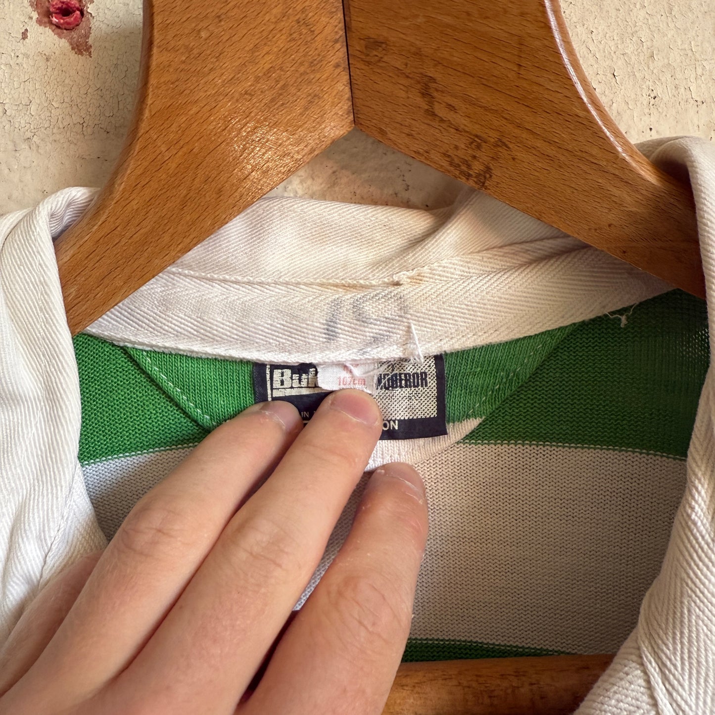 1960s 1970s Green Striped Bukta Rugby Jumper