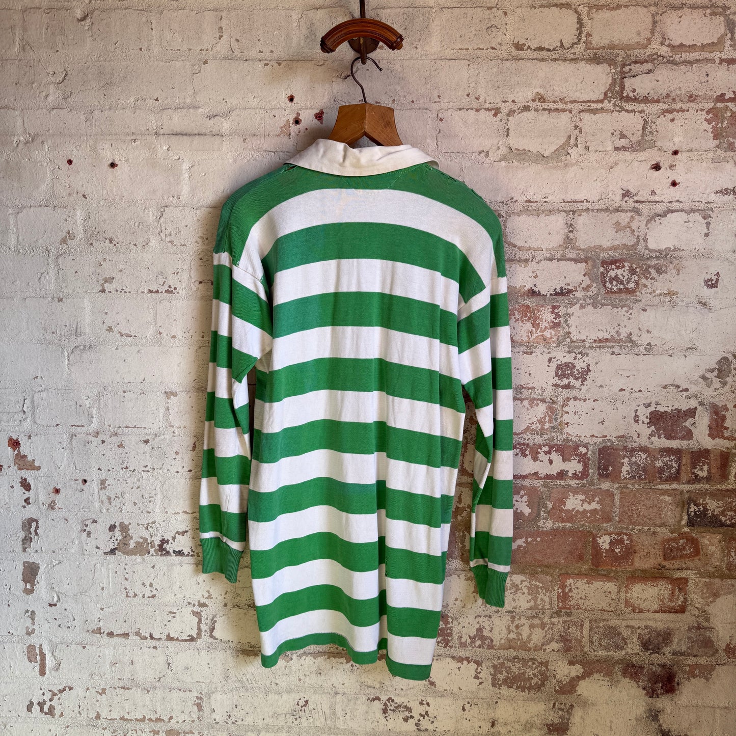 1960s 1970s Green Striped Bukta Rugby Jumper