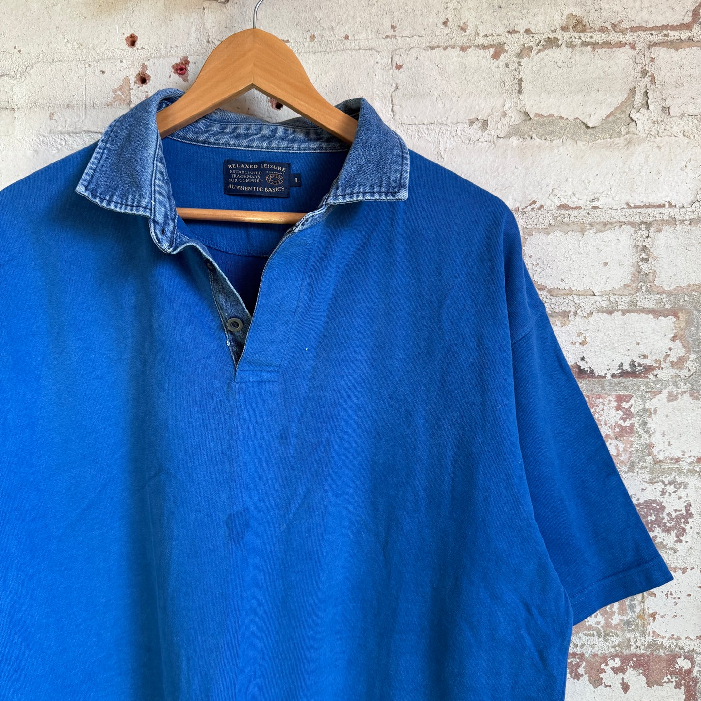 1990s Blue Denim Collar Rugby Shirt
