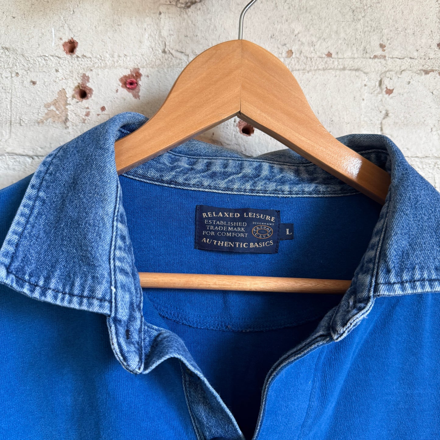 1990s Blue Denim Collar Rugby Shirt