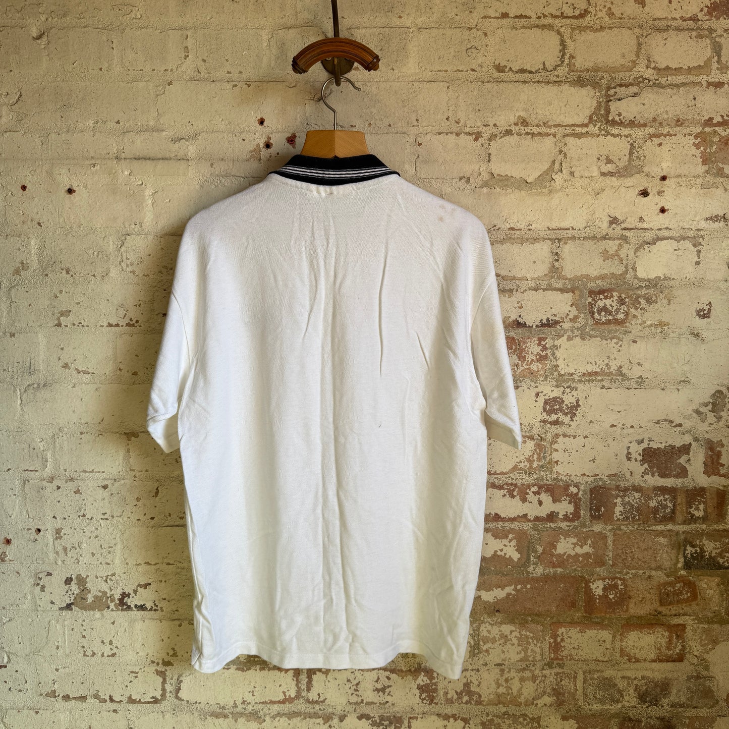 1990s White Zip Planet Hollywood Polo Shirt Top