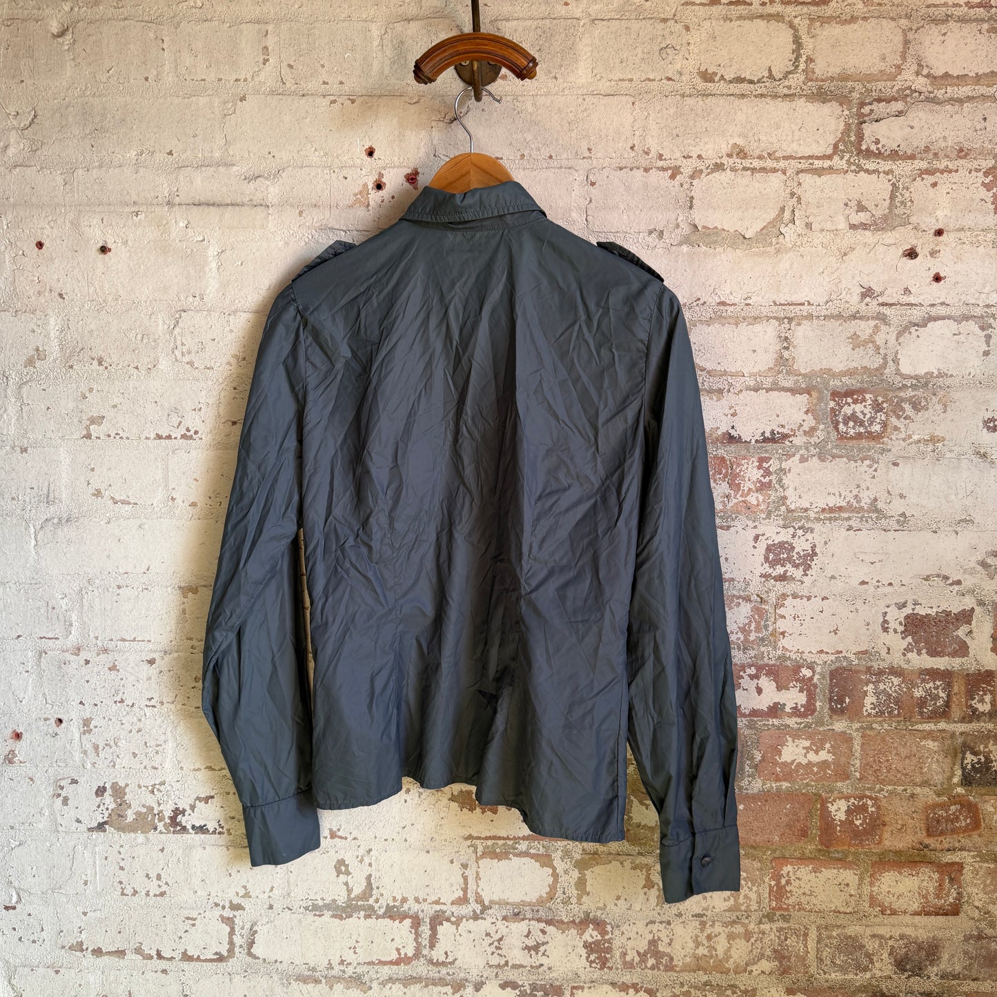 1980s Grey Nylon Dagger Collar Shirt
