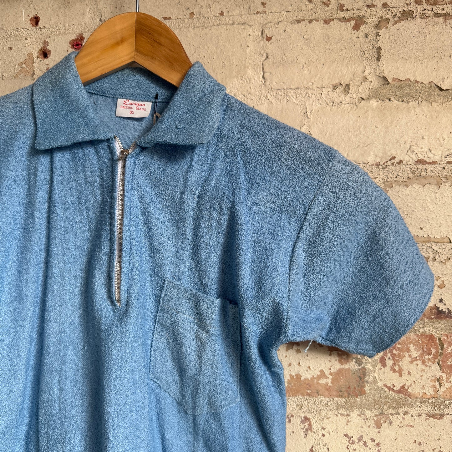 1970s Blue Towelling Zip Shirt