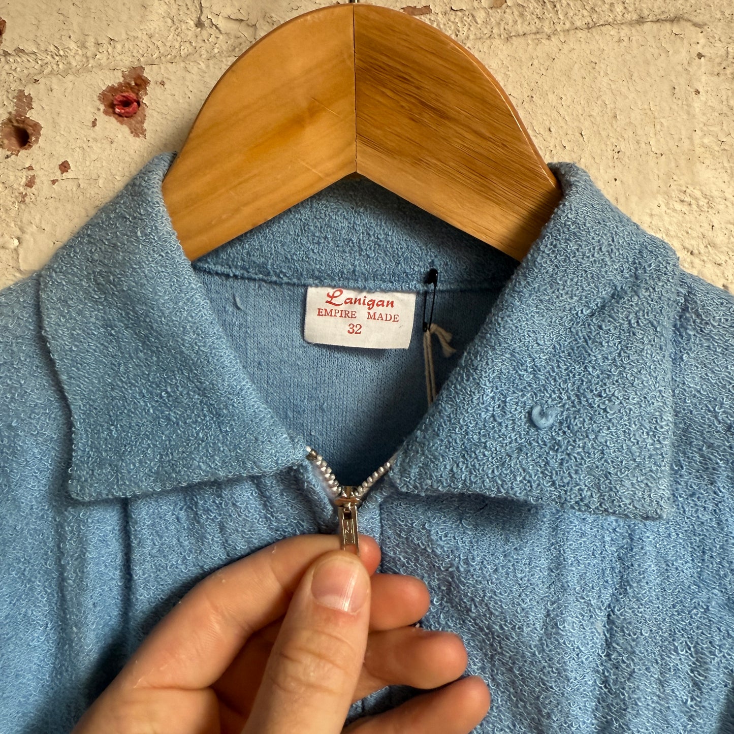1970s Blue Towelling Zip Shirt
