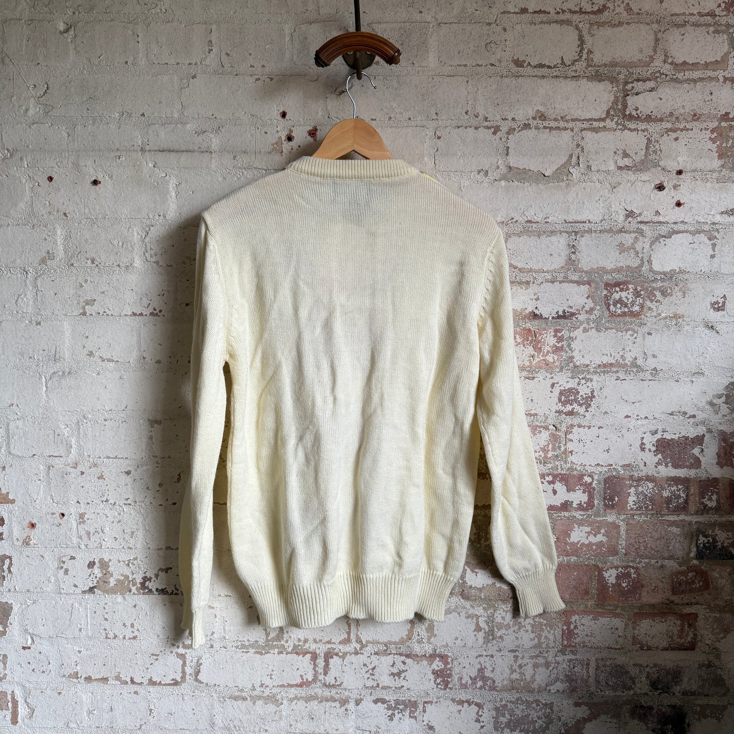 1970s Cream Knitted Argyle Jumper