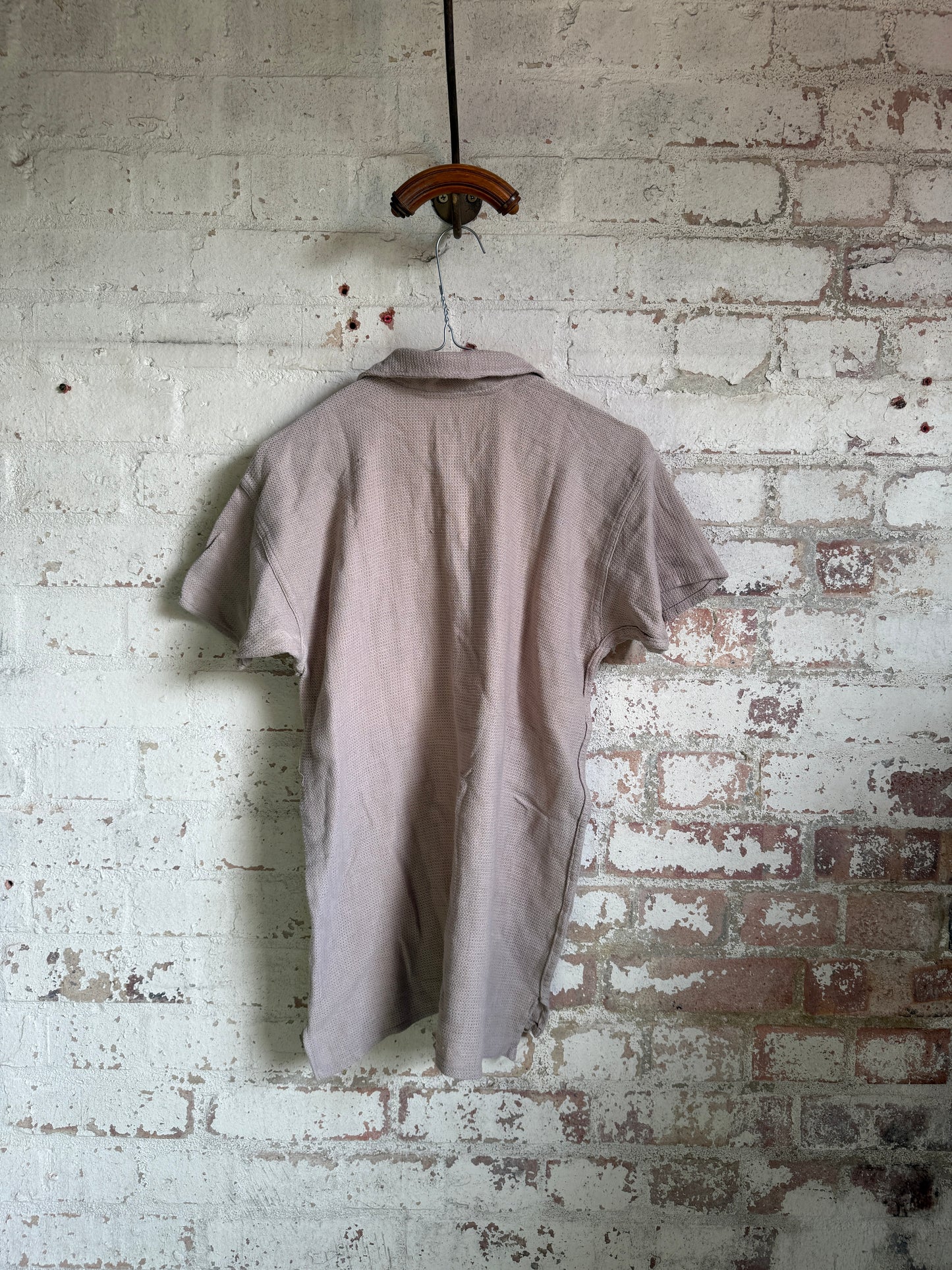 1940s Beige Aertex Polo Shirt Top