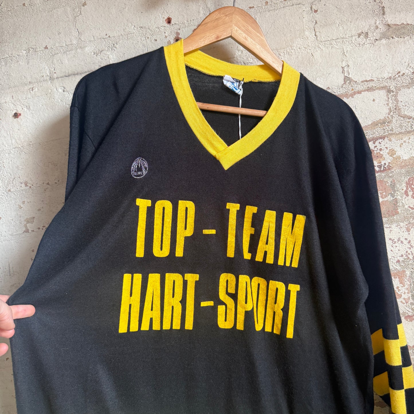 1980s Black Graphic Long Sleeve Top